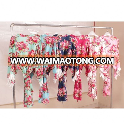 Female Short Japan Kimono Dressing Gown For Wedding